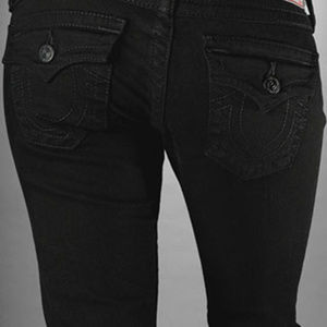 Women True Religion Black Back Flap Jeans